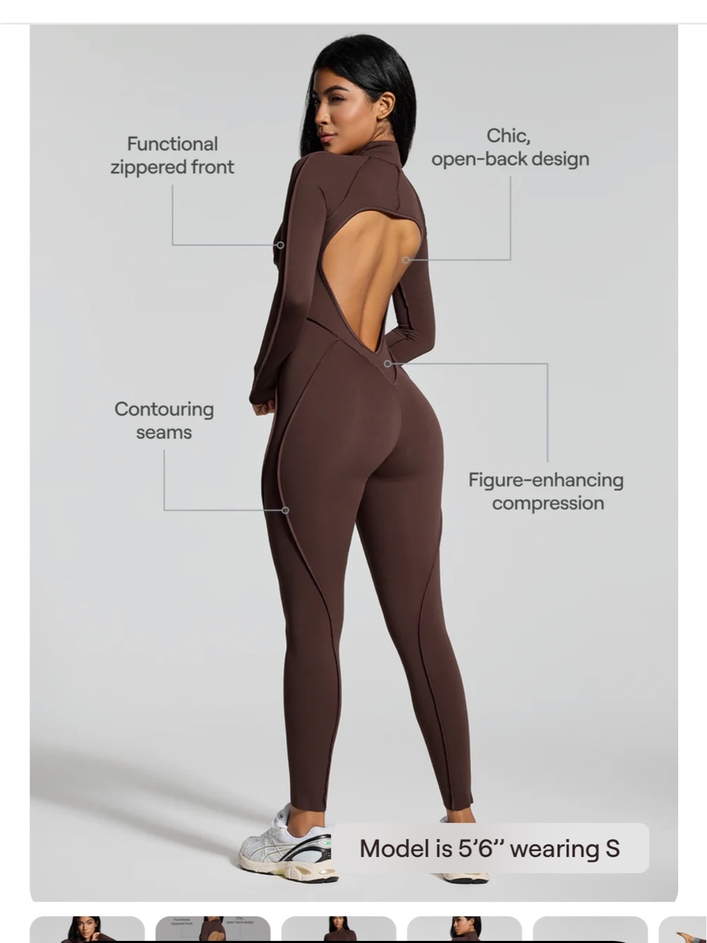 Women's Catsuit Bodysuit Jumpsuit in Deep Brown